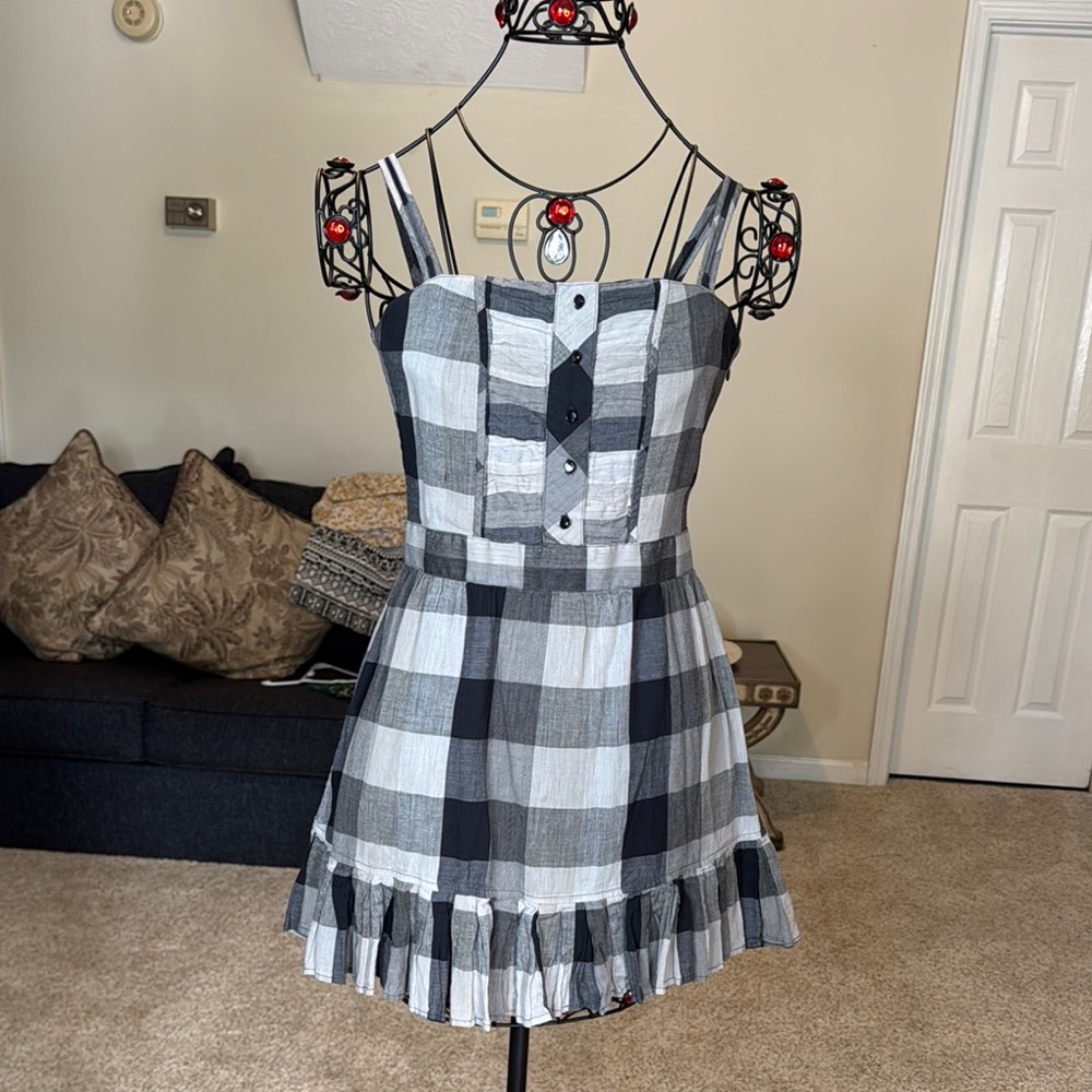 Stylish Black and White Checkered Kids Dress